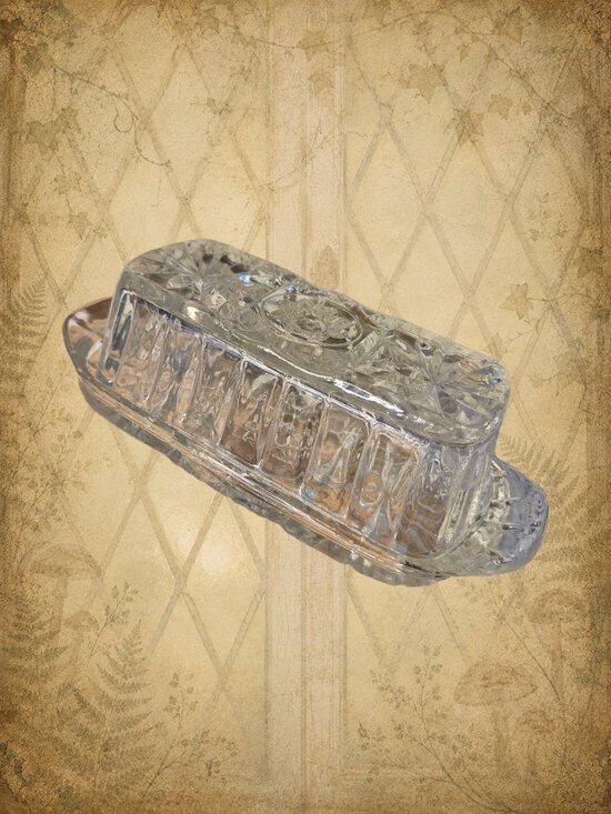 Other - Vintage Pressed Clear Glass Butter Dish